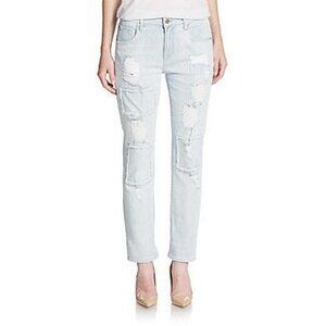 7 for All Mankind NWT Womens 26 Ankle Skinny Jeans Destructed Patch Light